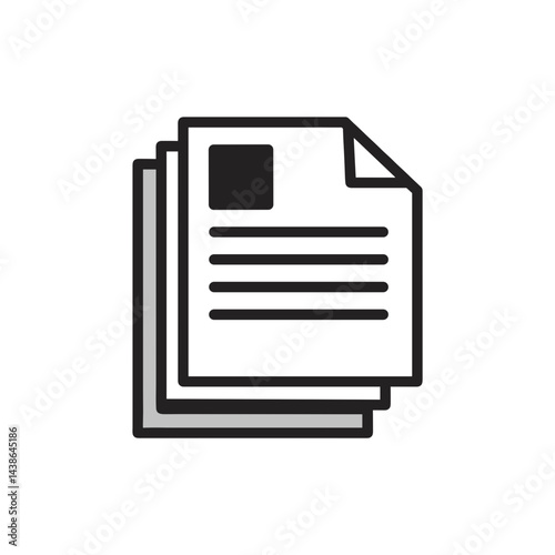 Stacked papers in black and white minimalistic style  
