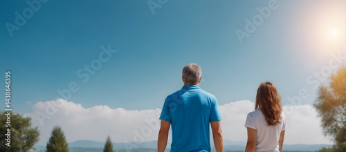 Rear view of couple looking at horizon