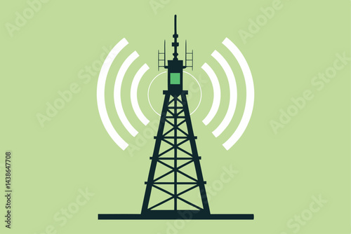 Cell Phone Tower icon of silhouette vector illustration.