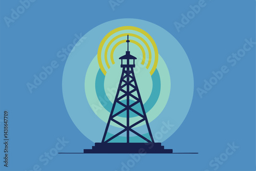 Cell Phone Tower icon of silhouette vector illustration.