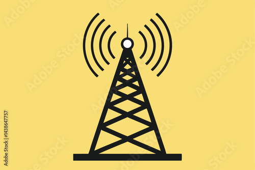 Cell Phone Tower icon of silhouette vector illustration.