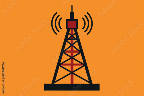 Cell Phone Tower icon of silhouette vector illustration.