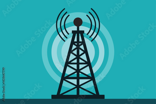 Cell Phone Tower icon of silhouette vector illustration.