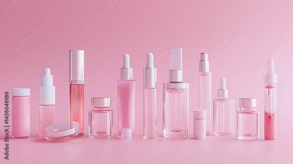 Cosmetics bottles on a white background. 3d rendering mock up Cosmetics bottles on a white background. 3d rendering mock up
