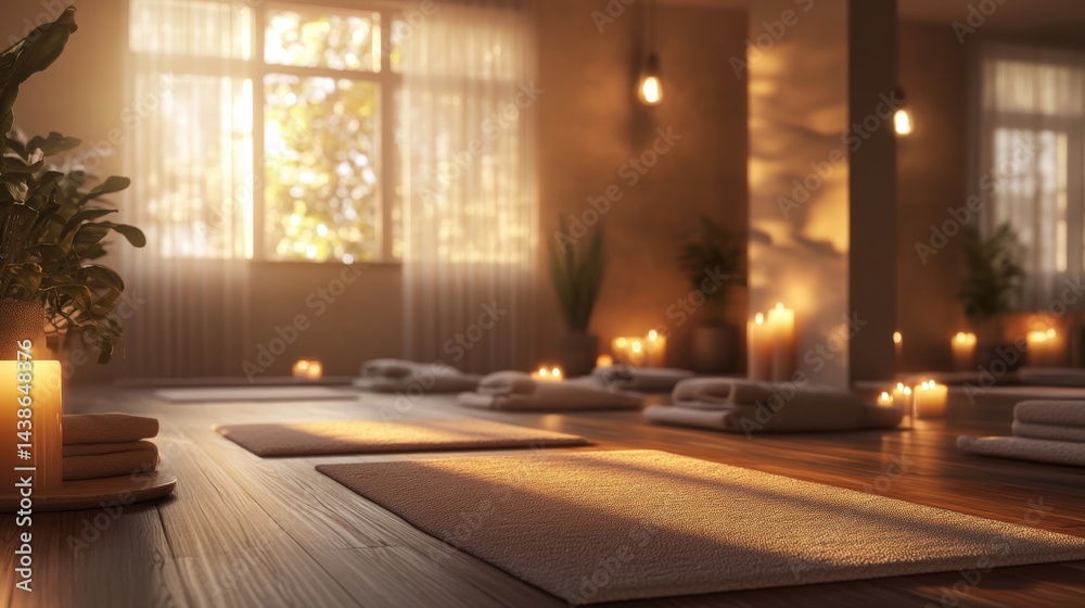 Yoga Studio With Mirrors And Gentle Lighting