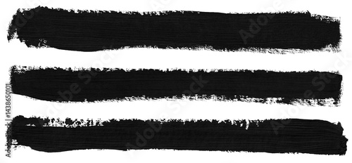 Hand painted black strokes of paint isolated on transparent background	
