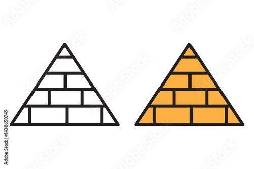 Triangular pyramid infographic vector icon set. pyramid infographic chart set collection. Triangle hierarchy data segments collection. Business concept. Vector illustration 