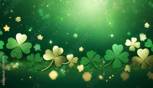 st patrick lucky shamrocks shiny stars and glowing glittering particles on a dark green gradient background this saint patrick s day celebration party background animation is full hd