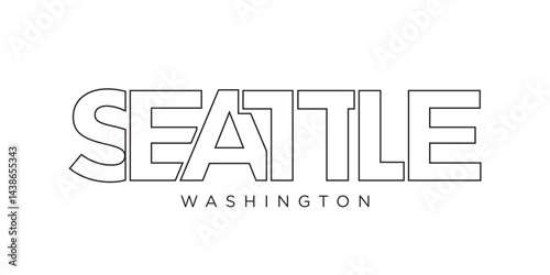 Seattle, Washington, USA typography slogan design. America logo with graphic city lettering for print and web.