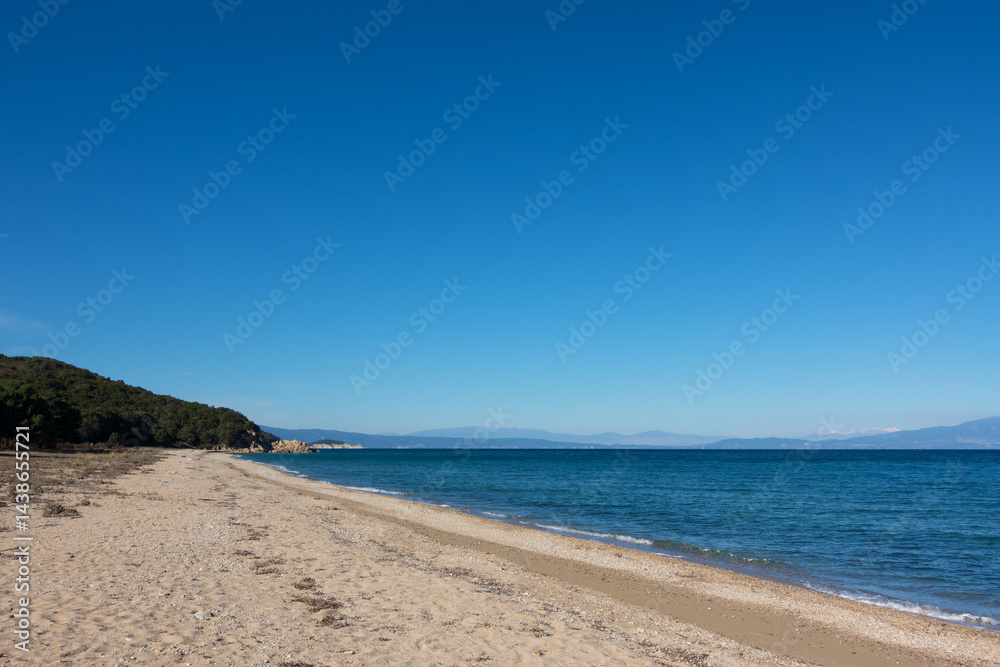 Beautiful scenery by the sea in Chalkidiki, Greece, near Olympiada village