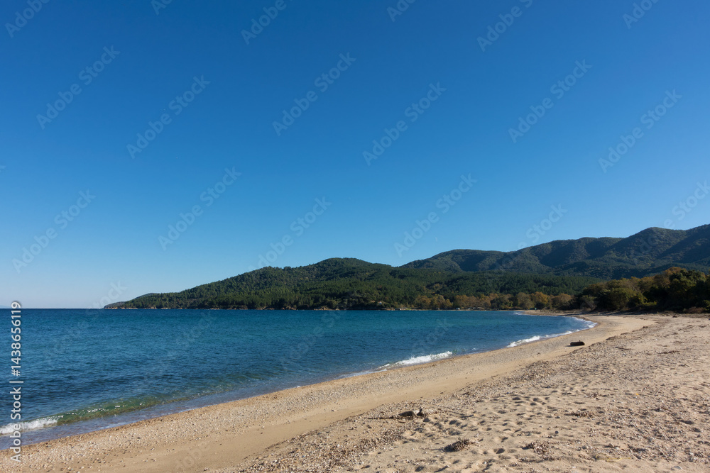 Beautiful scenery by the sea in Chalkidiki, Greece, near Olympiada village