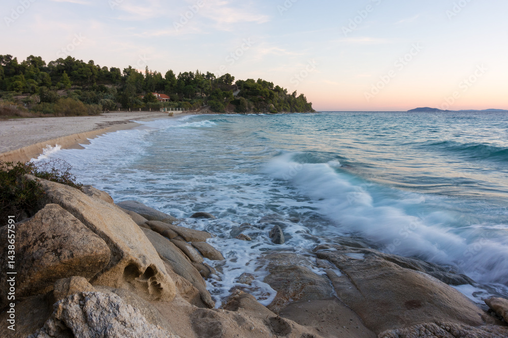 Beautiful scenery by the sea in Sithonia, Chalkidiki, Greece