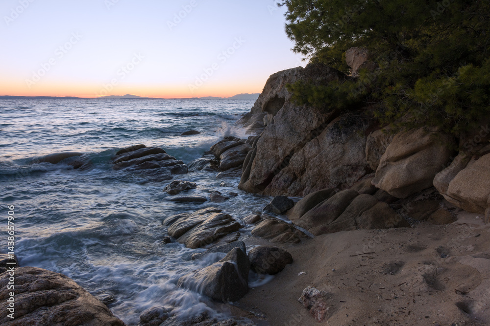 Beautiful scenery by the sea in Sithonia, Chalkidiki, Greece