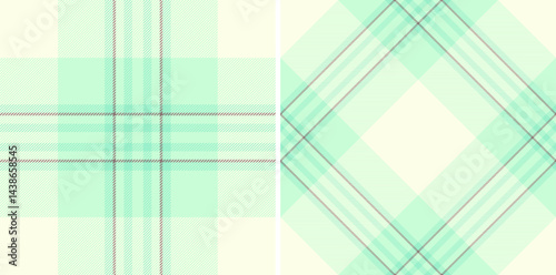 Pastel mint green and cream plaid patterns.  Perfect for textile design, fashion, packaging, or website backgrounds.