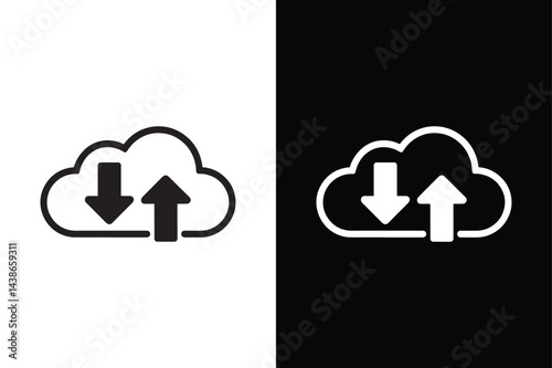 Download and upload icon vector on White Background ,Vector Art Illustration on white background.