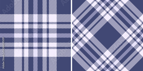 Classic tartan patterns, diagonally and straight, in two shades of blue. Ideal for background, textile design, or adding a touch of traditional elegance.