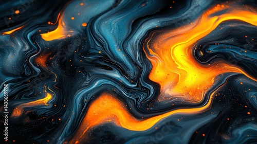 Abstract Swirling blue and orange smoky textures design