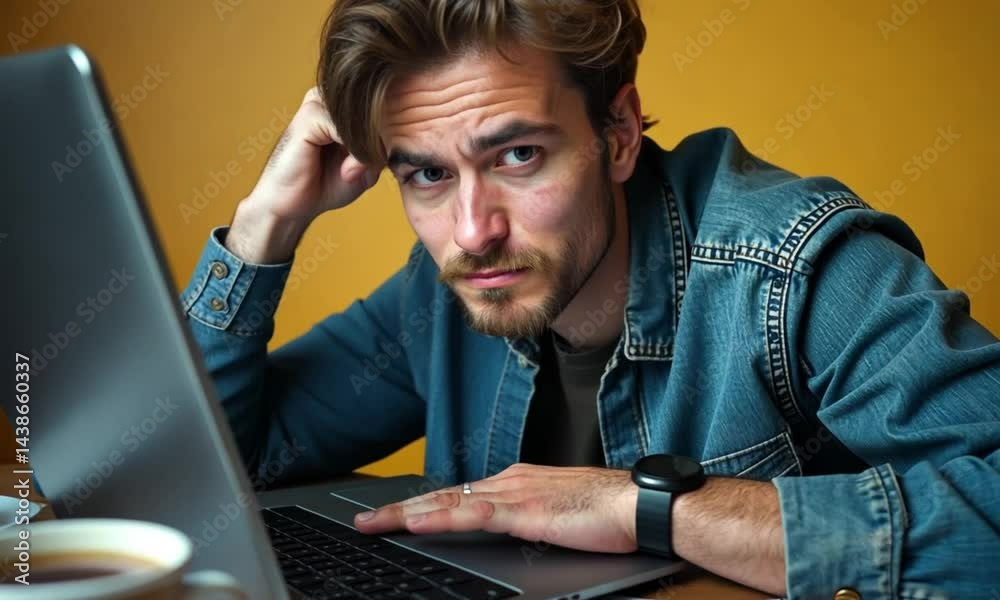 young man working on laptop