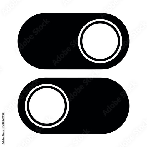 Simple toggle: Clean graphic depicts the universal on and off switch, essential to design and technology. Representing choice and control in a minimal, modern aesthetic.