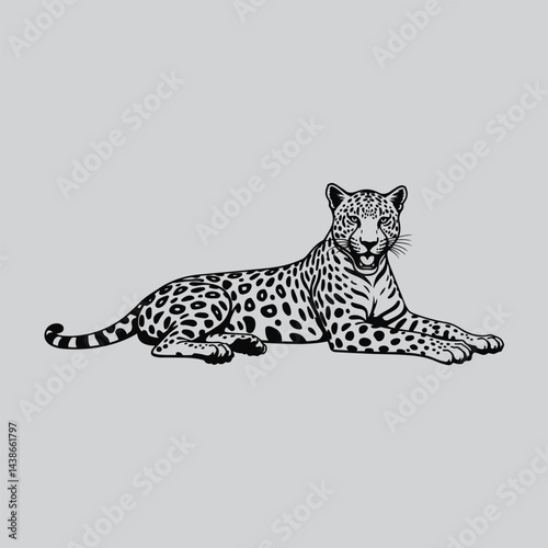 Angry Leopard Line Drawing