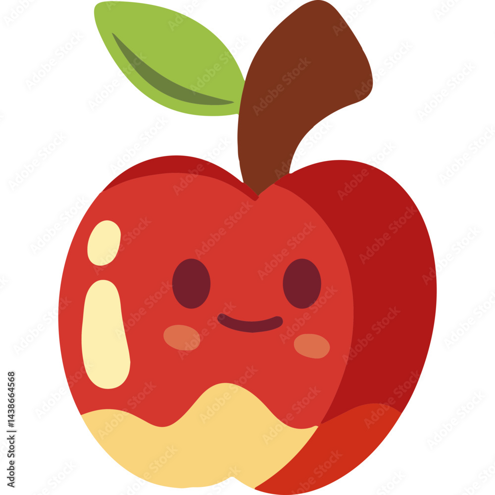 Obraz premium Fresh and Juicy Apple in a Minimalist kawaii Flat Style 