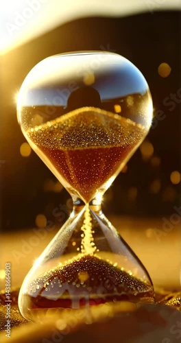 Intricate Hourglass with Sand Timer Illuminated by Warm Light