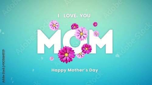 Happy Mother's Day Animation Text with animated hearts. Vertical floral background and animated lettering for the greetings, Suitable for mother's day celebrations around the world. 4K Footage video.