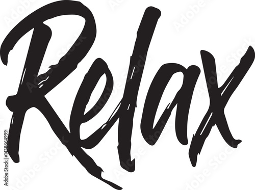 Relax Handwritten Text - Black Calligraphy Wellness Illustration