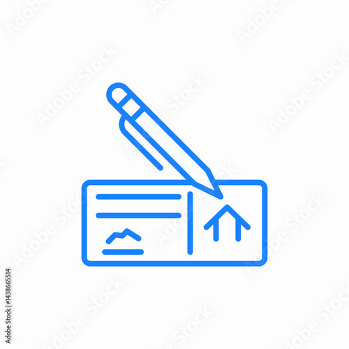 check with pen and house icon suggesting mortgage payment icon sign vector