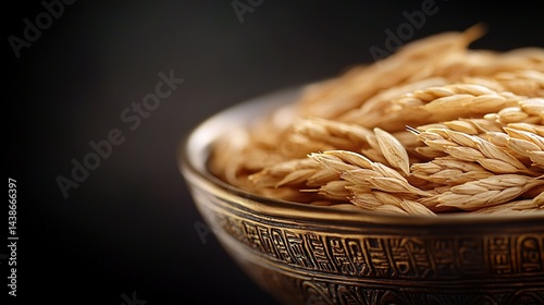 Obraz na płótnie Close-up of oatmeal in black bowl w salonie
