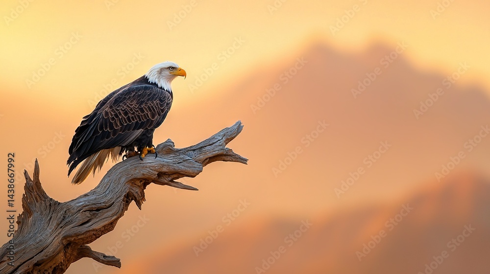 Bald Eagle on Dead Tree Branch