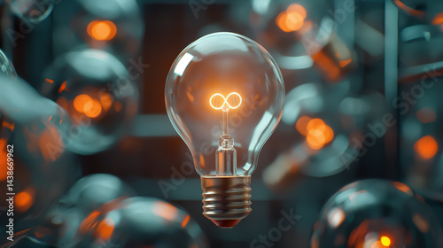 Bright idea: glowing bulb in dim surroundings