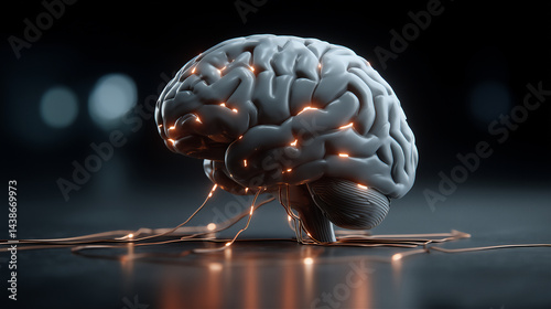 Artificial intelligence brain with glowing neural network