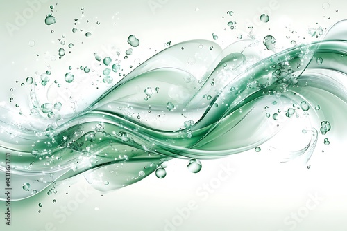 Abstract green water waves with bubbles