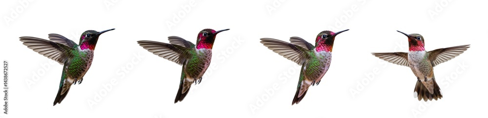 Obraz premium Set Of Flying Humming bird isolated on transparent background, PNG
