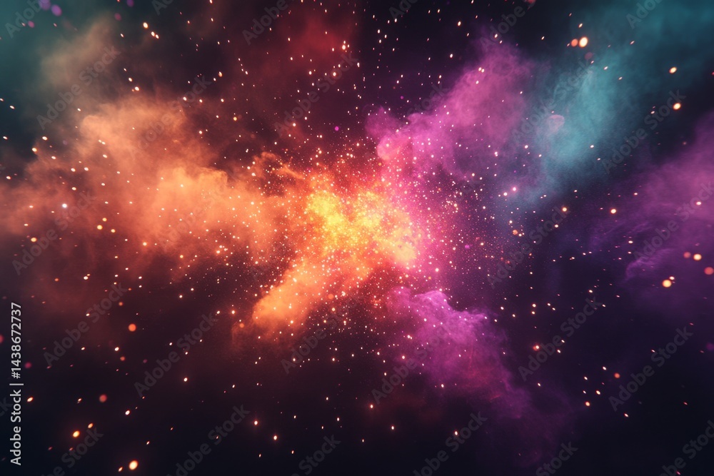 Naklejka premium Colorful nebula explosion in deep space
