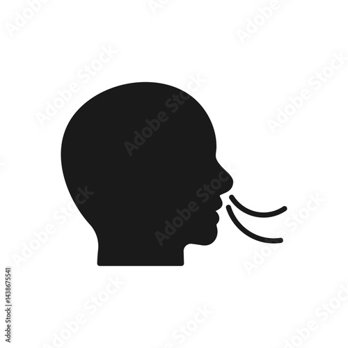 Breathing icon. Person exhaling. Ideal for health, wellness. Perfect for web design, presentations, or educational materials