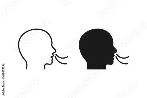 Breathing icon. Person exhaling. Ideal for health, wellness. Perfect for web design, presentations, or educational materials