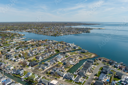 Cuadro en lienzo aerial view of Babylon Long Island Coast Great South Bay