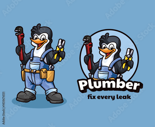 Plumber Penguin Mascot