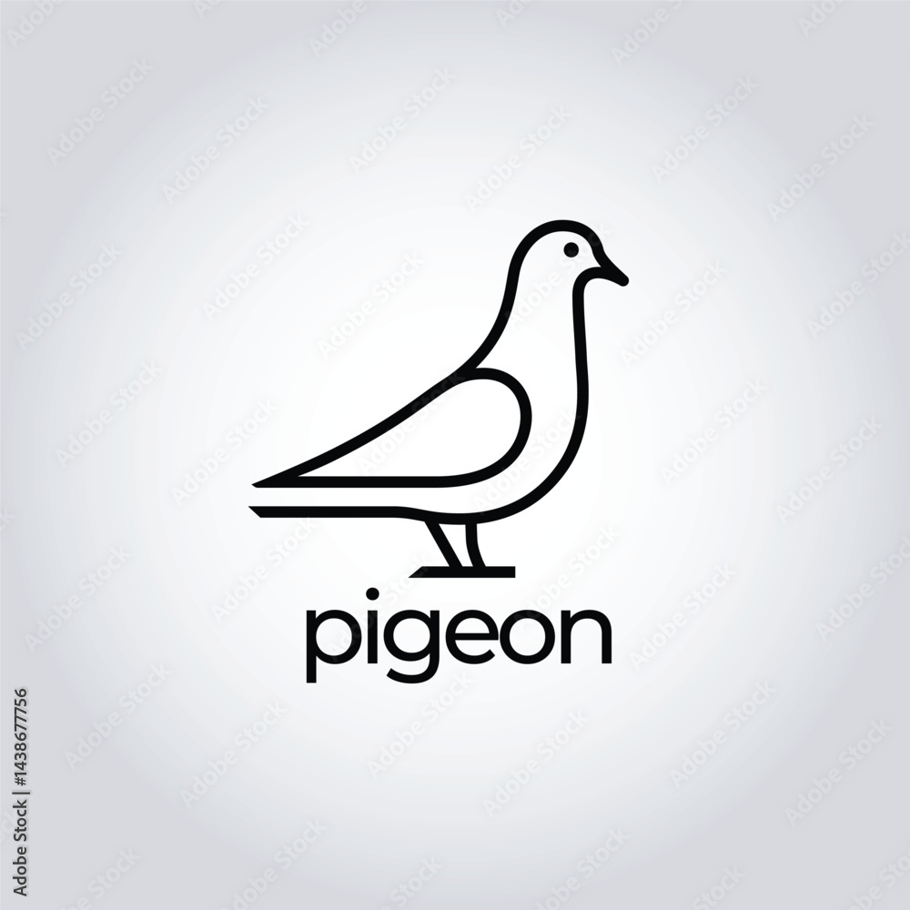 Fototapeta premium Modern Pigeon Logo Vector – Black Minimal Animal Icon, Perfect for Postal Brands, Eco Packaging, and Urban Fashion Labels 