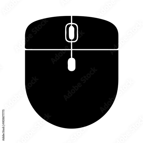 Black mouse vector icon. Flat black computer mouse . Input device simple