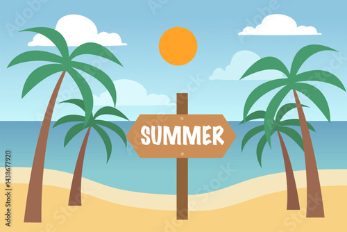Summer beach with palm trees. Summer paradise landscape