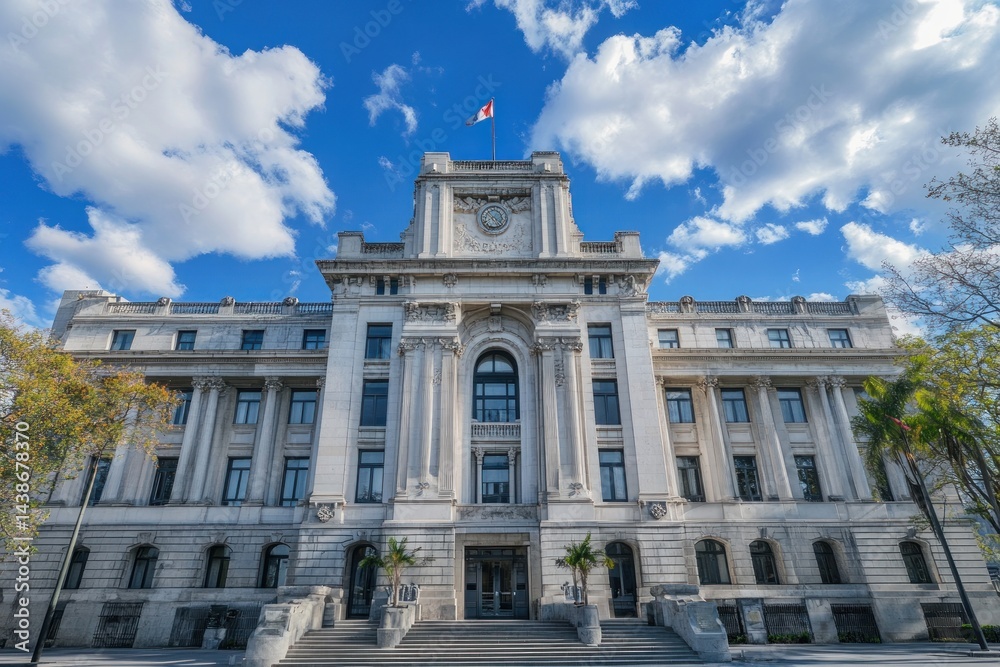 Fototapeta premium Majestic Montreal City Hall Under a Bright Sky