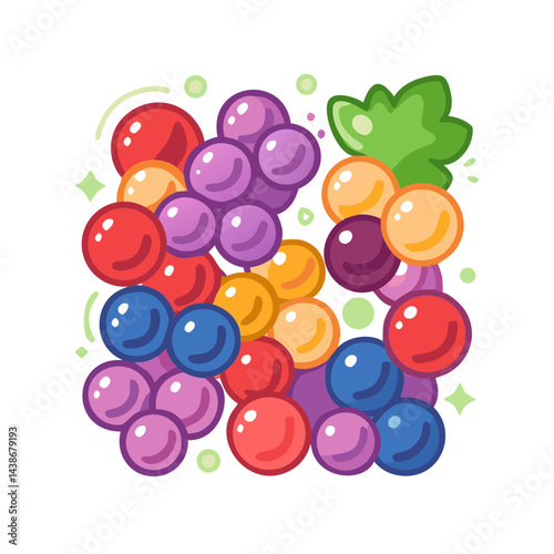 vector illustration of grapes and berries