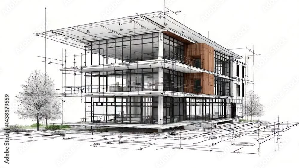 Modern building design sketch