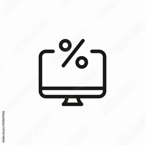 percentage on monitor icon sign vector