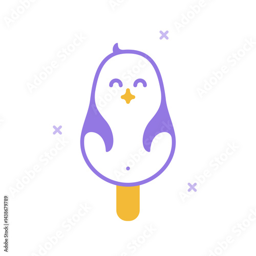Cute cartoon penguin ice cream treat design perfect for summer fun and childrens parties