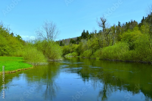 Obraz na płótnie View of Rak river with a forest on the shore in Rakov Škocjan, Notranjska, Slovenia w salonie