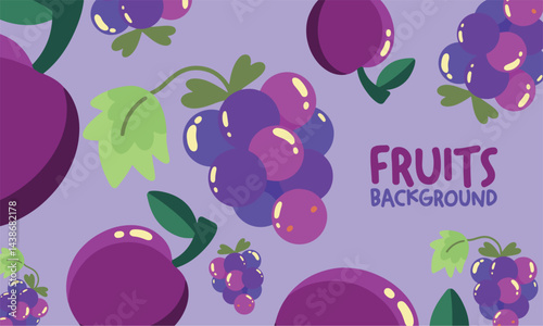 Simple and Modern Purple Fruit Pattern Illustration